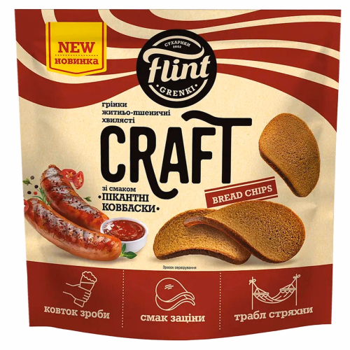Грінки жит-пшен зі смаком Соус Часник 80г Flint Craft Grenki