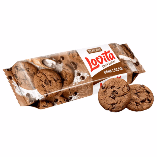 Здобне печиво Lovita Classic Cookies з какао/кусоч глазурі 150г Roshen