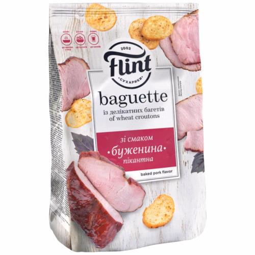 Сухарики пшен зі смаком Буженина пікант" 100 г Flint Baguette