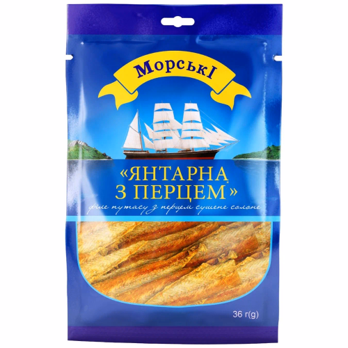 Морські Філе путасу з перцем сушене солоне «Янтарна з перцем» 36г