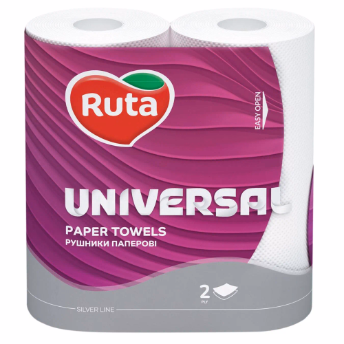 Рушники Паперові Ruta Universal білі 2рул. 2ш