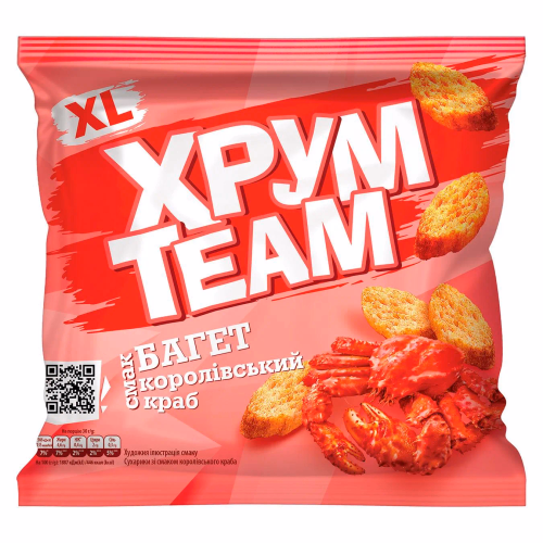 Сухарики ХрумTeam 100г багет зі смаком королівського краба