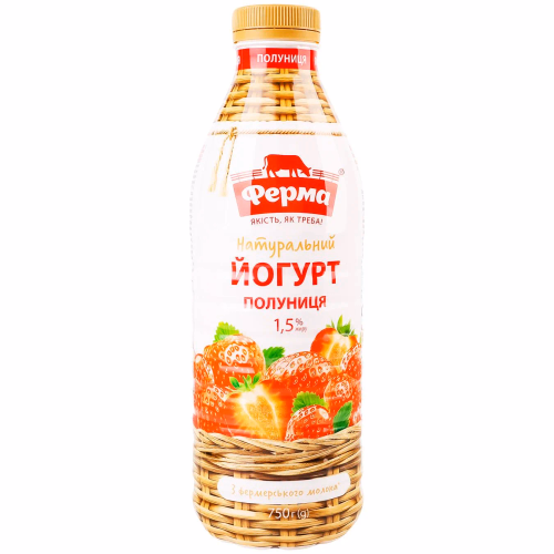 Йогурт полуниця 1,5% Ферма ПЕТ 750г