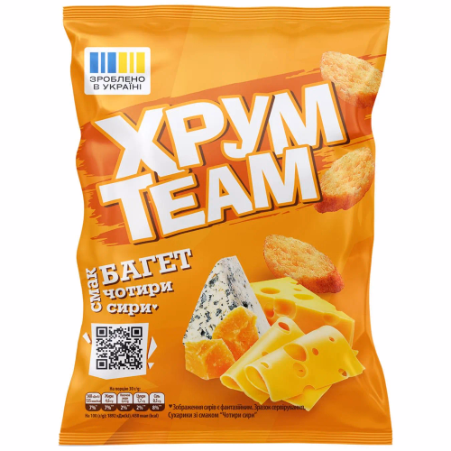 Сухарики ХрумTeam 60г багет зі смаком чотири сири