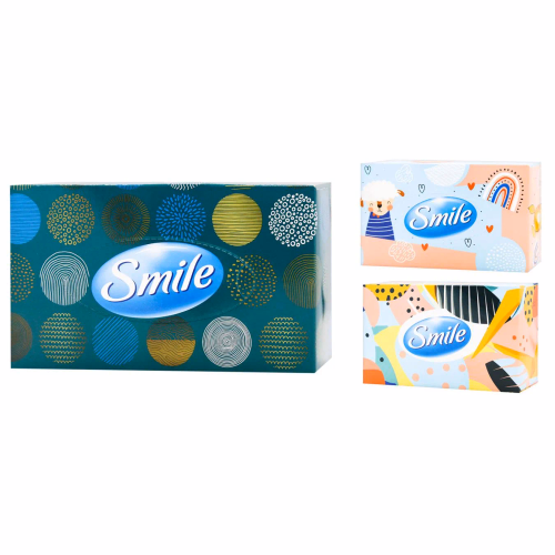 Серветки косметичні SMILE  70л 3шар білі пенал