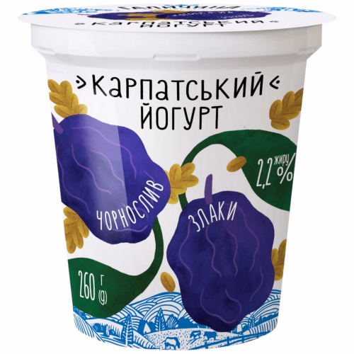 Йогурт ст. 2,2 % 260 г Чорнослив-Злаки Галичина