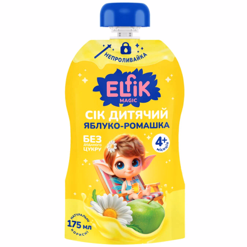 Сік Elfik яблучний з ромашкою (з 4міс+) no spill-pack 175мл