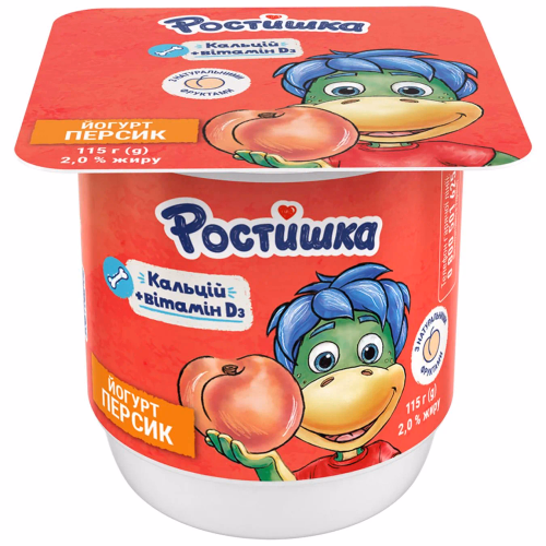 Ростишка Йогурт 2% стакан 115г персик