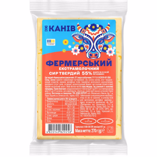 Сир Фермерський 55% фас 270гр