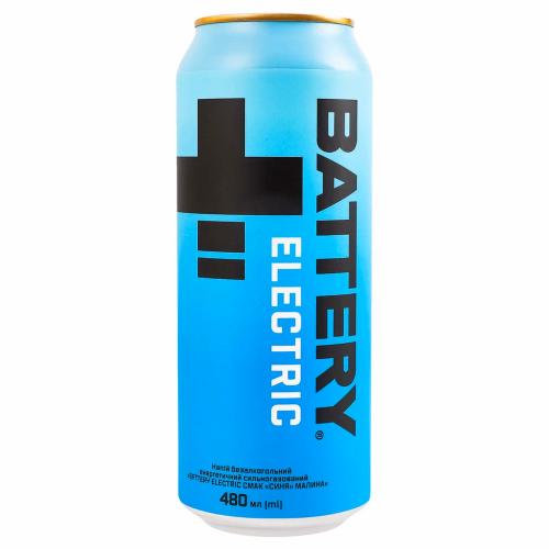 Напій б/а енерг.сл/газ на аром Battery Electric синя малина 0,5 ж/б