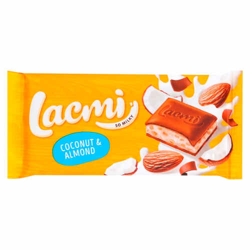 ШОКОЛАД Lacmi молочний з мигдалем та кокос.кремом 84г