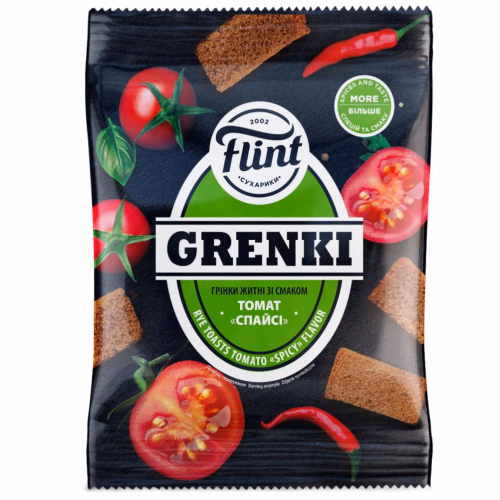 Грінки жит зі смаком томат спайсі ТМ "Flint Grenki" 100г