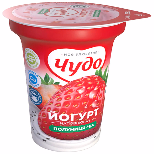 Чудо Йогурт питний Полуниця-чіа 2,5% пляшка 240г
