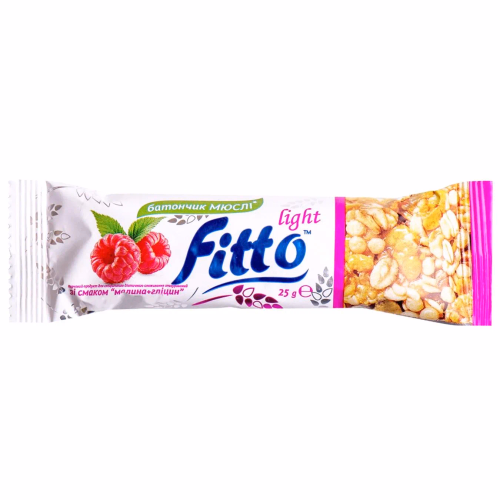 Батончик - мюслі  Малина+гліцин ТМ "Fitto light 25г"