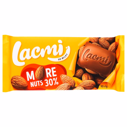 ШОКОЛАД Lacmi молочний з цілим мигдалем 90г