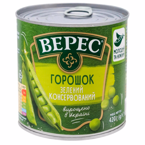 Горошок зелений 420г ж/б "Верес"