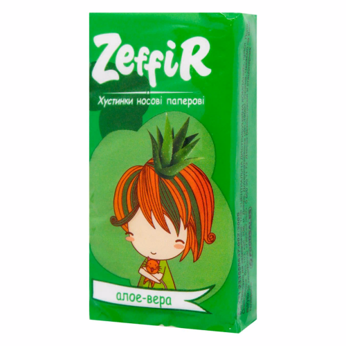 Хустинки паперові Алое-вера  ТМ "Zeffir", 10шт