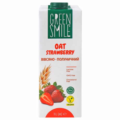 Напій у/паст вівсяний з нап. Полуниця"Green Smile" 1,5% 1л