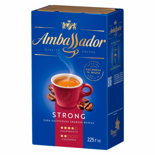 Кава мелена Ambassador Strong, вак.уп. 225г