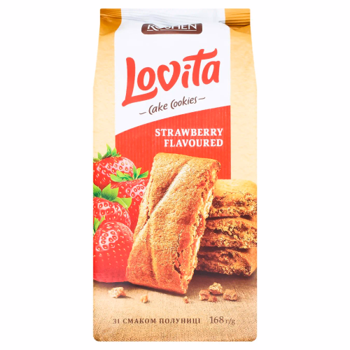 Здобне печиво Lovita Cake Cookies з полунич нач 168г Roshen