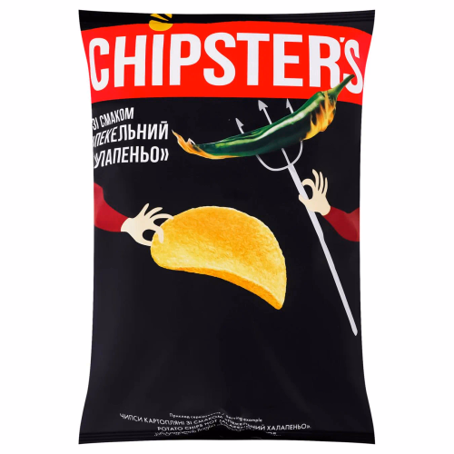 ТМ CHIPSTER`S Чипси зі смаком Пекельний халапеньо 100г