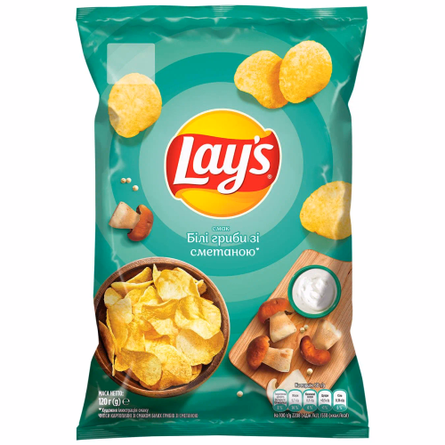 Чипси Lay's зі смаком білих грибів зі сметаною 120г