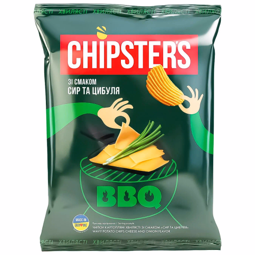 ТМ CHIPSTER`S Чипси хвилясті Сир та цибуля 95г