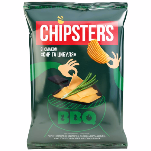 ТМ CHIPSTER`S Чипси хвилясті Сир та цибуля 120г
