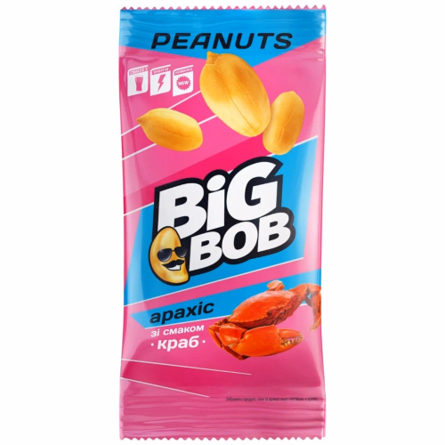 Арахіс смажений солоний зі смаком Краб  60г BIG BOB