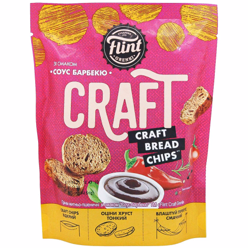 Грінки жит-пшен зі смаком соус Барбекю 80г Flint Craft Grenki