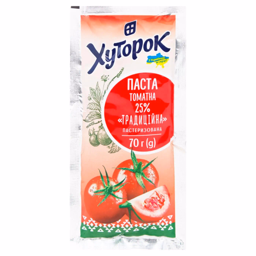 Томатна паста Традиційна 25% ТМ "Хуторок" 70г Cашет (30шт\ящ) НШК