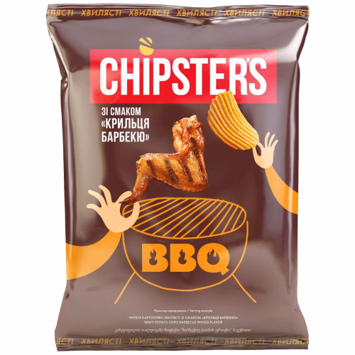 ТМ CHIPSTER`S Чипси хвилясті Крильця Барбекю 120г