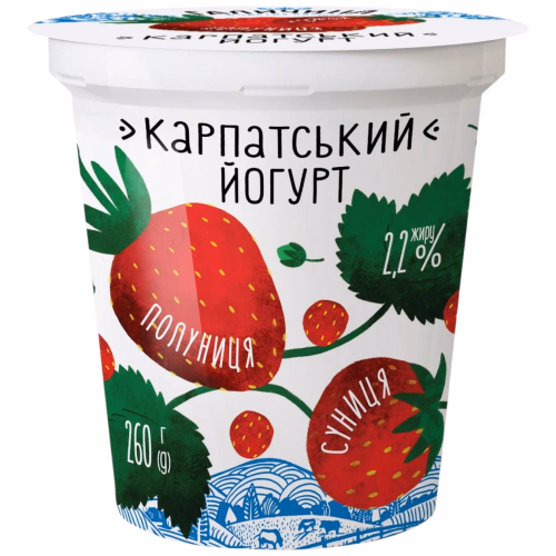 Йогурт Карпатський ст.десерт 2,2% 260 г Полуниця-Суниця Галичина