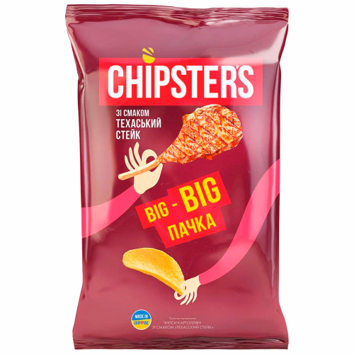 ТМ CHIPSTER`S Чипси натур Техаський стейк 180г