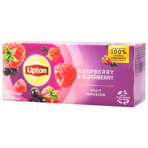 Ліптон Чай Фруктовий Raspberry Elderberry 1,6г*20пак PL