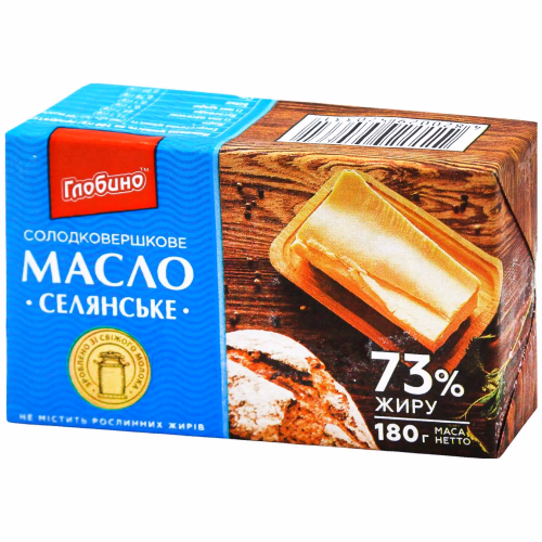 Масло солодковершкове Селянське 73% 180г ГЛОБИНО
