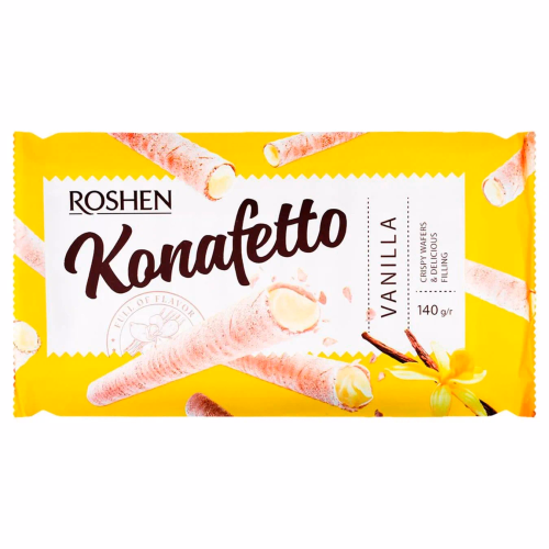 Вафельні трубочки Konafetto з ваніль начин 140г Roshen