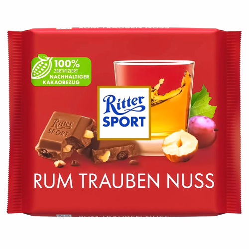 Шоколад молоч з родзин в ромі та шмат подр.фундука Ritter Sport м/у 100г