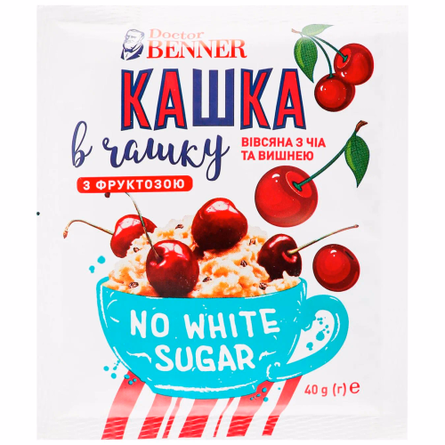 Кашка в чашку вівсяна з нас чіа/вишня ТМ "Dоctor BENNER" 40г