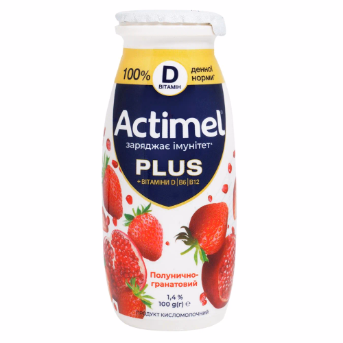 Actimel Продукт кисломолочний 1,4% пет 100г полунично-гранатовий