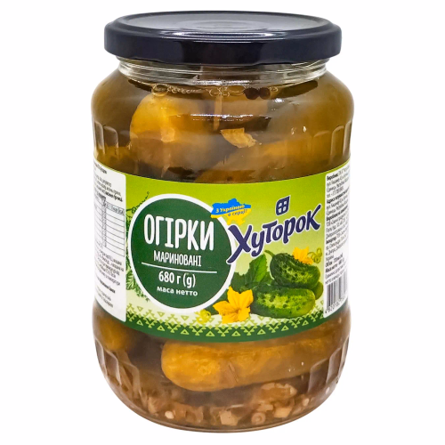 Огірки мариновані ТМ "Хуторок" 680г (720мл)скло