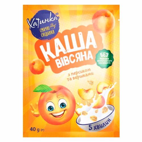 Каша вівсяна мит. пригот."Персик з вершками"40г