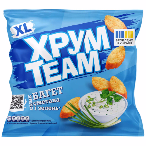 Сухарики ХрумTeam 90г багет зі смаком сметани і зелені