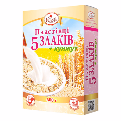 КО Пластівці 5 злаків+кунжут КП, короб 0,6кг