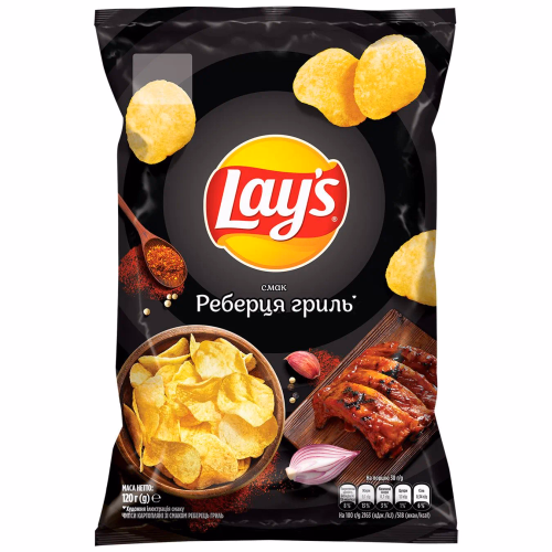 Чипси Lay's зі смаком реберець гриль 120г