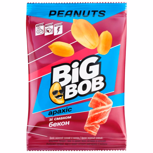 Арахіс смажений солоний зі смаком Бекону 120г BIG BOB