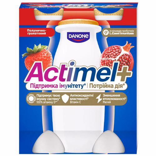 Actimel Продукт кисломолочний 1,4% пет 4x100г полуниця-граната МР