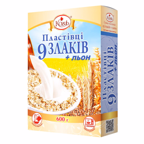 КО Пластівці 9 злаків+льон КП, короб  0,6кг