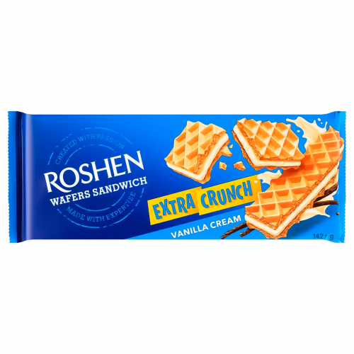 Вафлі Roshen Wafers Sandwich Crunch ваніль ККФ 142г