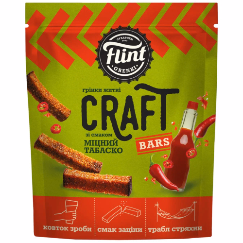Грінки жит-пшен зі смаком міцний табаско ТМ «Flint Craft Grenki» 90 г